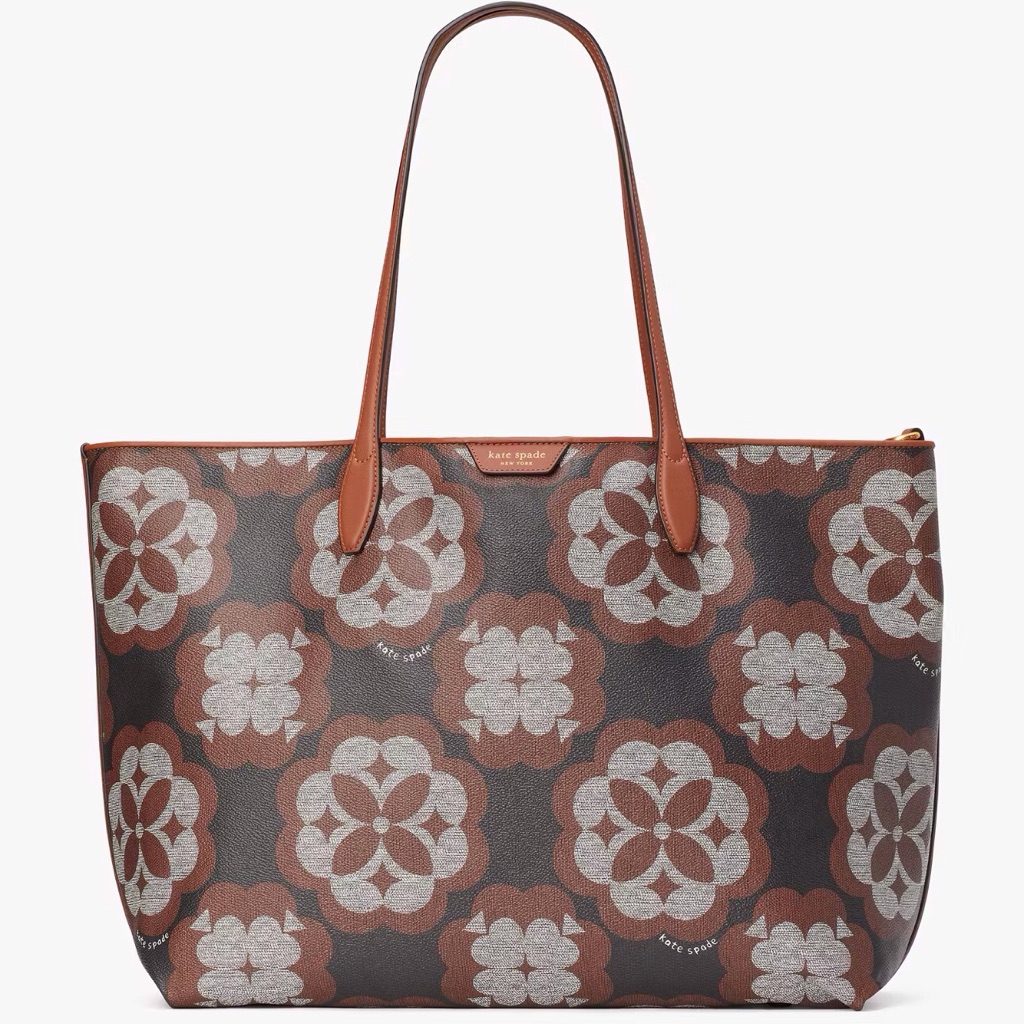 Nwt Kate Spade Large Black Spade Flower Monogram Tote